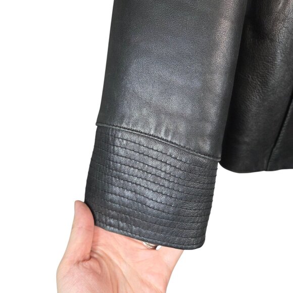 Vintage Y2K Black Lamb Leather Zip Up Jacket - Picture 3 of 12